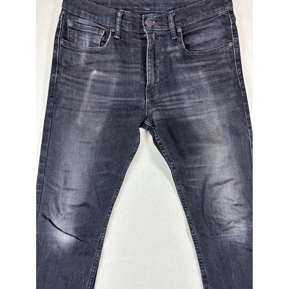 Levis 512 Slim Taper Mens Faded Whiskering Black Denim worn Jeans 31x32 806